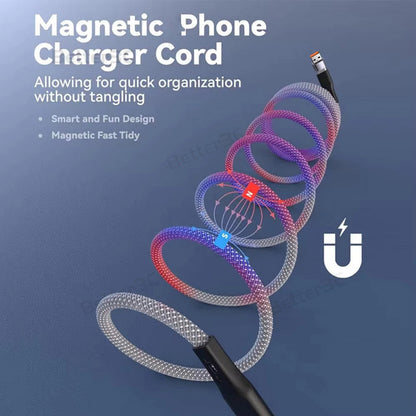 100W Magnetic  4 in 1 automatic storage weave car charger cable for ios/Type C